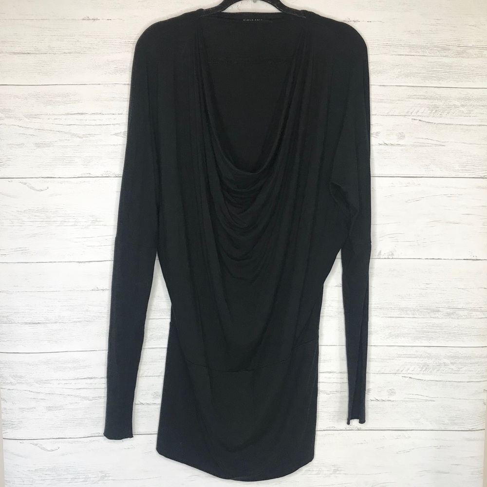 Black Halo Cowl Neck Long Dolman Sleeve Dress